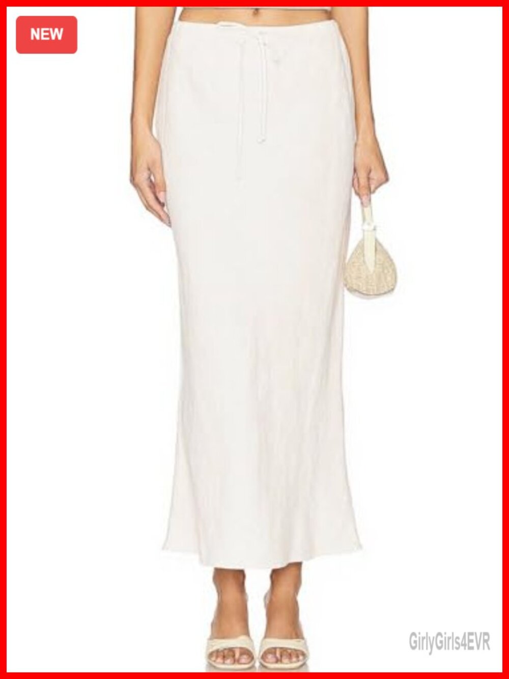 Linen Blend Maxi Skirt Drawstring Flowy A-Line Long Skirt